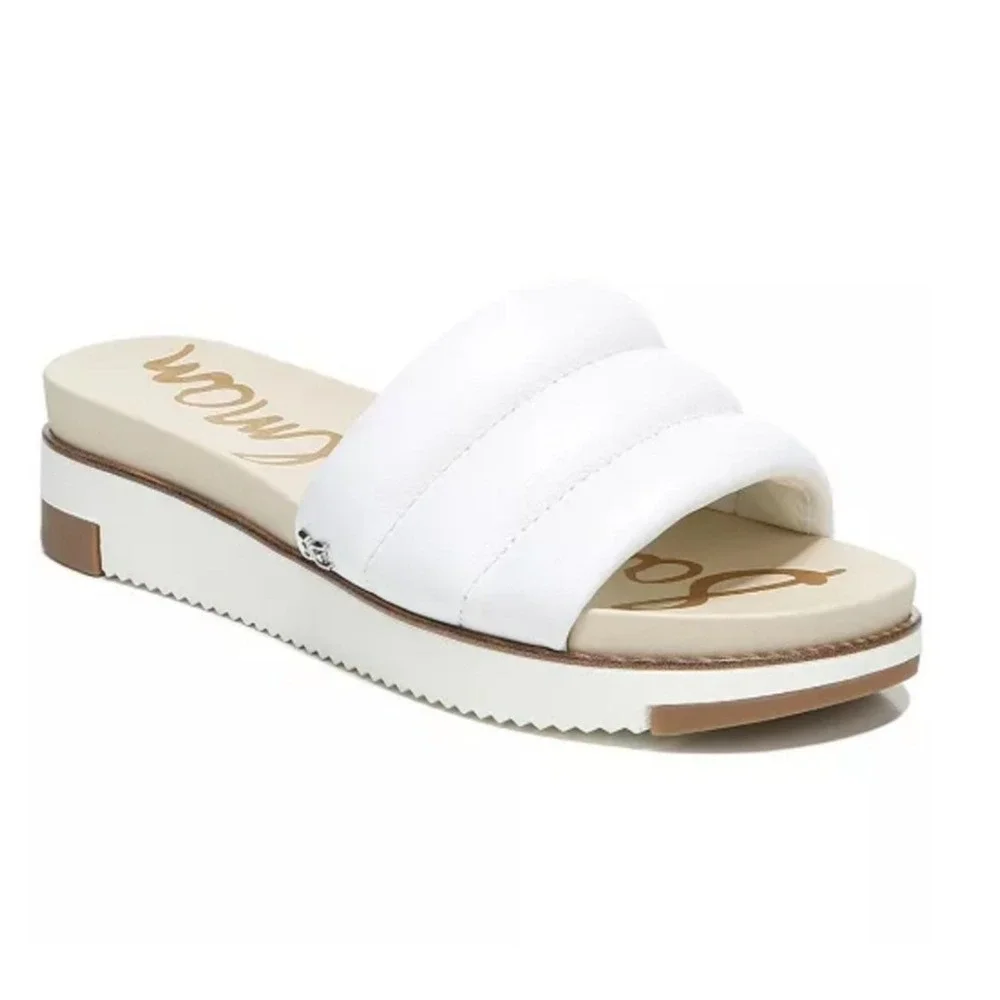 Sam Edelman Annalisa Platform Sandal Women‎ 9 White Quilted Leather Slide